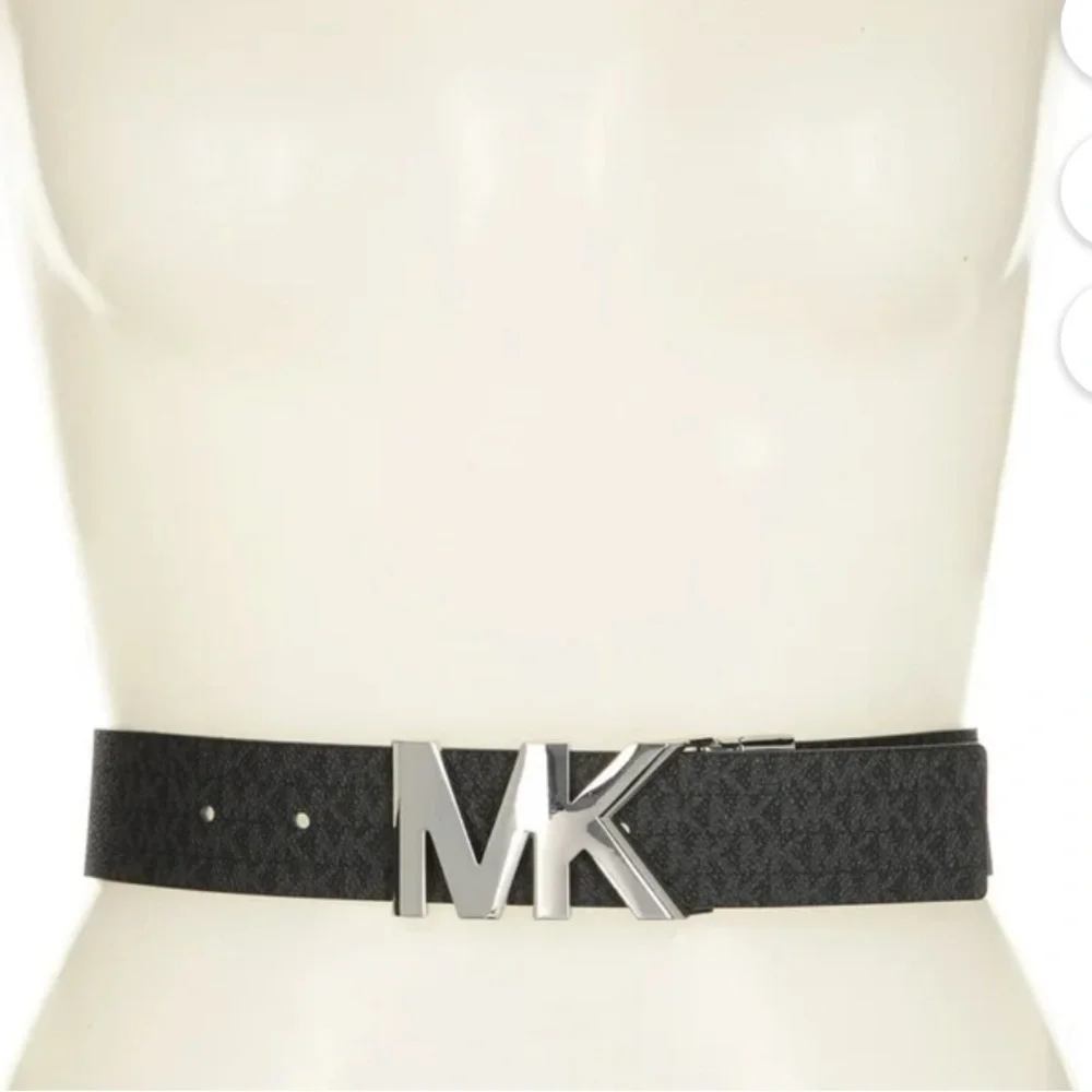 Michael Kors Logo and Leather Waist Belt (Brown / Chocolate) Large